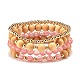 Ensemble de bracelets extensibles à perles rondes en quartz et bois de cerisier synthétique 4pcs 4 styles BJEW-JB07626-1