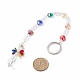 8pcs porte-clés en perles de verre galvanoplastie colorées KEYC-JKC00399-3