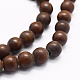 Chapelets de perles en bois pétrifié naturel, ronde, 8mm, Trou: 1mm, Environ 49 pcs/chapelet, 15.7 pouce