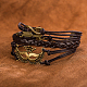 Casual Unisex Mask & Infinity Zinc Alloy and Leather Multi-strand Bracelets BJEW-BB16336-6