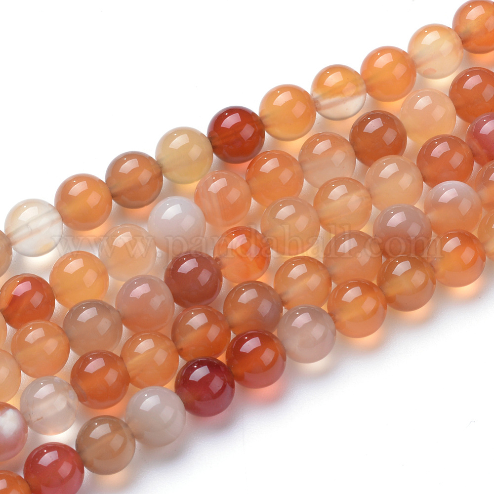 Lot De 24 Perles En Cornaline Naturelle Orange - 8 Mm - Pour Création Bijoux - Neuf En Vrac