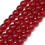 Abalorios de vidrio, redondo, rojo, aproximamente 4 mm de diámetro, agujero: 0.5 mm, aproximamente 80 pcs / cadena, 13 pulgada