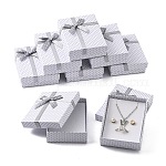 Boîtes de kit de bijoux en carton, avec bowknot extérieur et intérieur éponge, pour les colliers et pendentifs, rectangle, blanc, 90x70x30mm