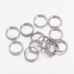 Iron Split Rings, Double Loops Jump Rings, Cadmium Free & Lead Free, Platinum, 7x1.4mm, about 6.3mm inner diameter, about 12000pcs/1000g