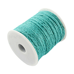 Cordón de yute de color, cuerda de yute, hilo de yute, 3 capa, para la fabricación de la joya, turquesa, 2mm, alrededor de 109.36 yarda (100 m) / rollo
