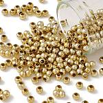 Kunststoffbeschichtung Acryl runde Perlen, Licht golden vergoldet, 3 mm, Bohrung: 1 mm, ca. 33000 Stk. / Pfund