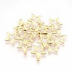 304 Stainless Steel Pendants, Star, Real 18k Gold Plated, 14.5x12.5x0.6mm, Hole: 1.2mm