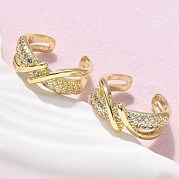 Латунные серьги-манжеты из прозрачного кубического циркония EJEW-F359-09G-02