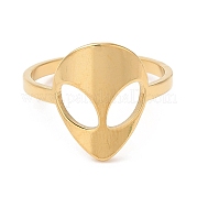 Ion Plating(IP) 304 Stainless Steel Alien Face Adjustable Ring for Women RJEW-M149-13G