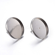 Плоские круглые серьги-гвоздики из нержавеющей стали 304 STAS-I323-4mm-P