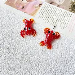 Cuentas de lampwork rojas hechas a mano, Perdido, 27~36x20~23mm