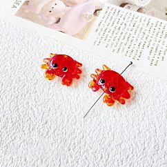 Cuentas de lampwork rojas hechas a mano, cangrejo, 22x16mm