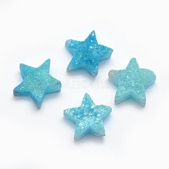 電気メッキ天然石ドゥルージークォーツチャーム  スター  虹メッキ  12~12.5x13x5~7mm  穴：0.8mm