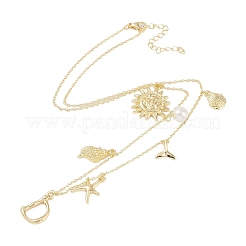 Colliers avec pendentif initial en forme de coquille plaqué or 18 carat&nbsp;IL8059-4