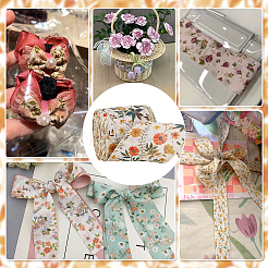 ポリエステルリボン  鉄線で  花柄のフラット  砂茶色  2-1/2インチ（63mm）  約10.00ヤード（9.14m）/ロール&nbsp;OCOR-WH0070-305