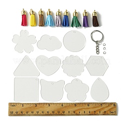 Kits de fabricación de llaveros con borlas de disco acrílico diy&nbsp;DIY-FS0006-01B