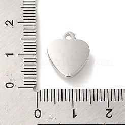 304ステンレススチールチャーム  ガラスと  ハートチャーム  ステンレス鋼色  14x12x5mm  穴：2.8mm&nbsp;STAS-L022-256P