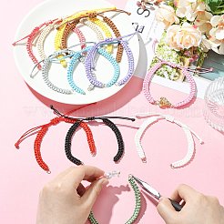 ワックスポリエステルコードブレスレット12個  304ステンレススチール製丸カン付き  ミックスカラー  11.14インチ（28.3cm）&nbsp;AJEW-CJ00021
