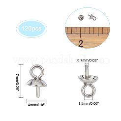 120 Stück 304 Edelstahl Cup Pearl Peg Bails Pin Anhänger&nbsp;STAS-DC0004-01