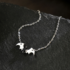 Ожерелья с подвеской в виде летучей мыши в стиле готики для женщин на Хэллоуин из латуни с черными кубическими цирконами&nbsp;AA2143