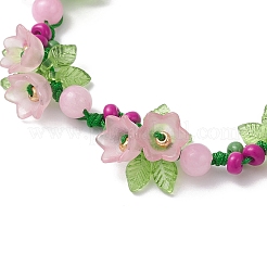 Blumen-Acryl- und Miyuki-Saatperlen-Perlen und natürlich gefärbte gelbe Jade-Armbänder&nbsp;BJEW-MZ00221-02