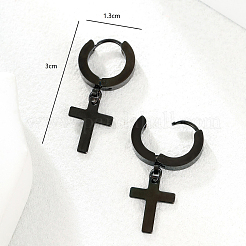 Серьги-кольца с подвеской-крестиком из нержавеющей стали 201 в стиле хип-хоп для женщин UB5113