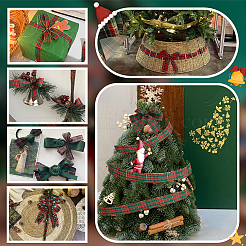 Красная и зеленая клетчатая новогодняя лента из поликоттона OCOR-PH0005-70