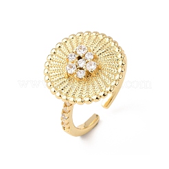 Регулируемые латунные кольца-манжеты с микропаве из кубического циркония для женщин&nbsp;RJEW-B139-07G-01