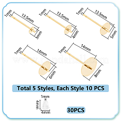 50 шт. 5 стиля латунные серьги-гвоздики фурнитура KK-UN0003-33