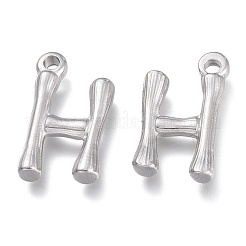 変色しない304ステンレススチールペンダント  竹の形をした手紙  ステンレス鋼色  文字.h  17.5~19x10~16x3~4mm  穴：1.8~2mm&nbsp;STAS-G214-38P-H