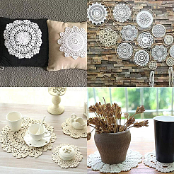 Sous-verres en dentelle de coton faits à la main&nbsp;AJEW-GF0008-84B