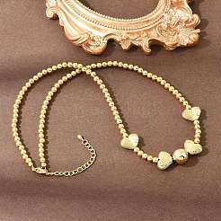 Женское ожерелье-нагрудник из латуни с микропаве из прозрачных кубических цирконий в форме сердца&nbsp;NJEW-F364-08G