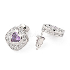 Серьги-гвоздики из латуни с микропаве из кубического циркония EJEW-I304-08P-05