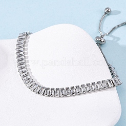 Браслеты-цепочки из нержавеющей стали 304 с прозрачными кубическими цирконами&nbsp;BJEW-G754-03P-01