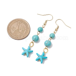 Болтающийся серьги синтетические бирюзовые&nbsp;EJEW-JE05849-02