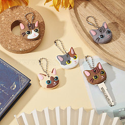 6 pieza de 6 colores con cabeza de gato de PVC&nbsp;HJEW-GL0001-30