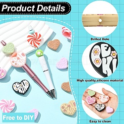 12 шт. силиконовые бусины в форме сердца&nbsp;SIL-YW0001-67