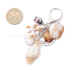 3 шт. непрозрачных акриловых брелоков с имитацией ракушки и синтетической бирюзы&nbsp;KEYC-JKC01338