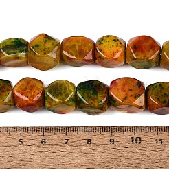 天然マルチカラー瑪瑙ビーズ連売り  ナゲット  染め＆加熱  ダークオレンジ  11~18x9~17x9~15mm  穴：0.9~1.5mm  約25個/連  13.58~14.37インチ（34.5~36.5cm）&nbsp;G-Q606-75
