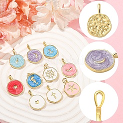 10 шт. 10 стиля латунных эмалевых подвесок&nbsp;KK-YW0002-41