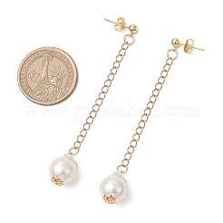 Круглые серьги-гвоздики с кисточками из искусственного жемчуга EJEW-JE06453