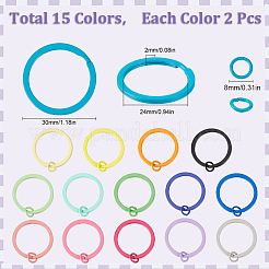 30 шт. двухцветные железные разъемные брелоки для ключей&nbsp;IFIN-SC0001-62