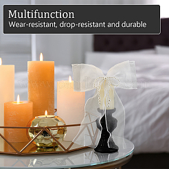 Полиэфирная марля с бантом и пластиковой жемчужной застежкой для штор&nbsp;AJEW-WH0314-541