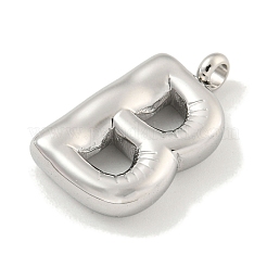 変色しない304ステンレススチールペンダント  レターチャーム  ステンレス鋼色  文字B  27x15.5x5.5mm  穴：3mm&nbsp;STAS-C102-16P-B