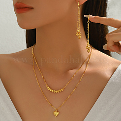 Элегантный комплект из двухслойного латунного кулона и серег в форме сердца для женщин OJ8585