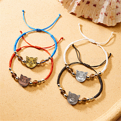 100 шт. 5-х цветные бусины в тибетском стиле из сплава в виде котенка&nbsp;TIBEB-WR0001-01