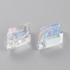 エンボスガラスラインストーンペンダント  菱形  多面カット  月光  19x12x6mm  穴：1.5mm&nbsp;GLAA-J101-04B-001MO