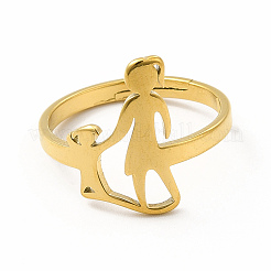 Ионное покрытие (ip) 304 нержавеющая сталь мать и дочь регулируемое кольцо для дня матери&nbsp;RJEW-B027-09G