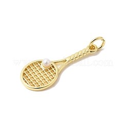 Латунь с подвесками из искусственного жемчуга из абс-пластика&nbsp;KK-P343-07G