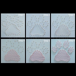 フットプリント模様DIYストリングアートキットセット  ハンマー入り  木の板  プラスチックホルダーアクセサリー  合金の釘とネジ  はさみ  ポリエステル糸  15x15x0.85cm&nbsp;DIY-F070-15